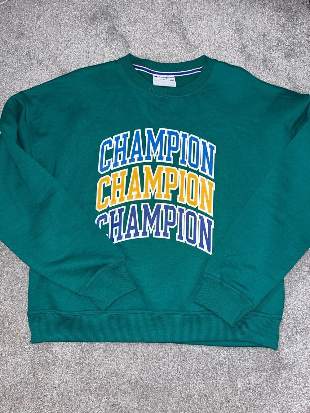 Green fleece Champion Triple threat women’s oversize sweatshirt M ladies